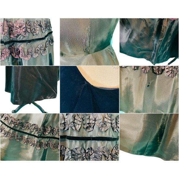 Vintage 40s Evening Gown Womens Small Black Tiered Party Dress Velvet Collar Spo - Picture 10 of 10